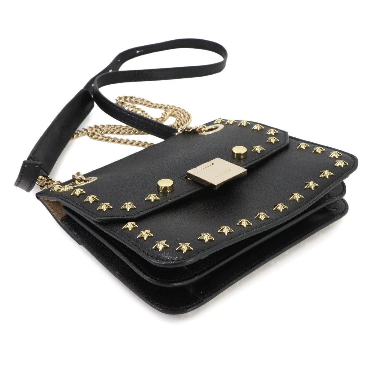 Shoulder Bag Leather Black Star Studs Purse