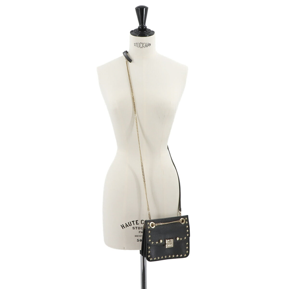Shoulder Bag Leather Black Star Studs Purse