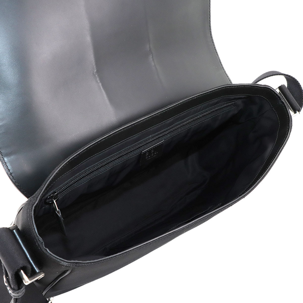 Web Techno Stripe Messenger Bag Canvas Leather Black 630921