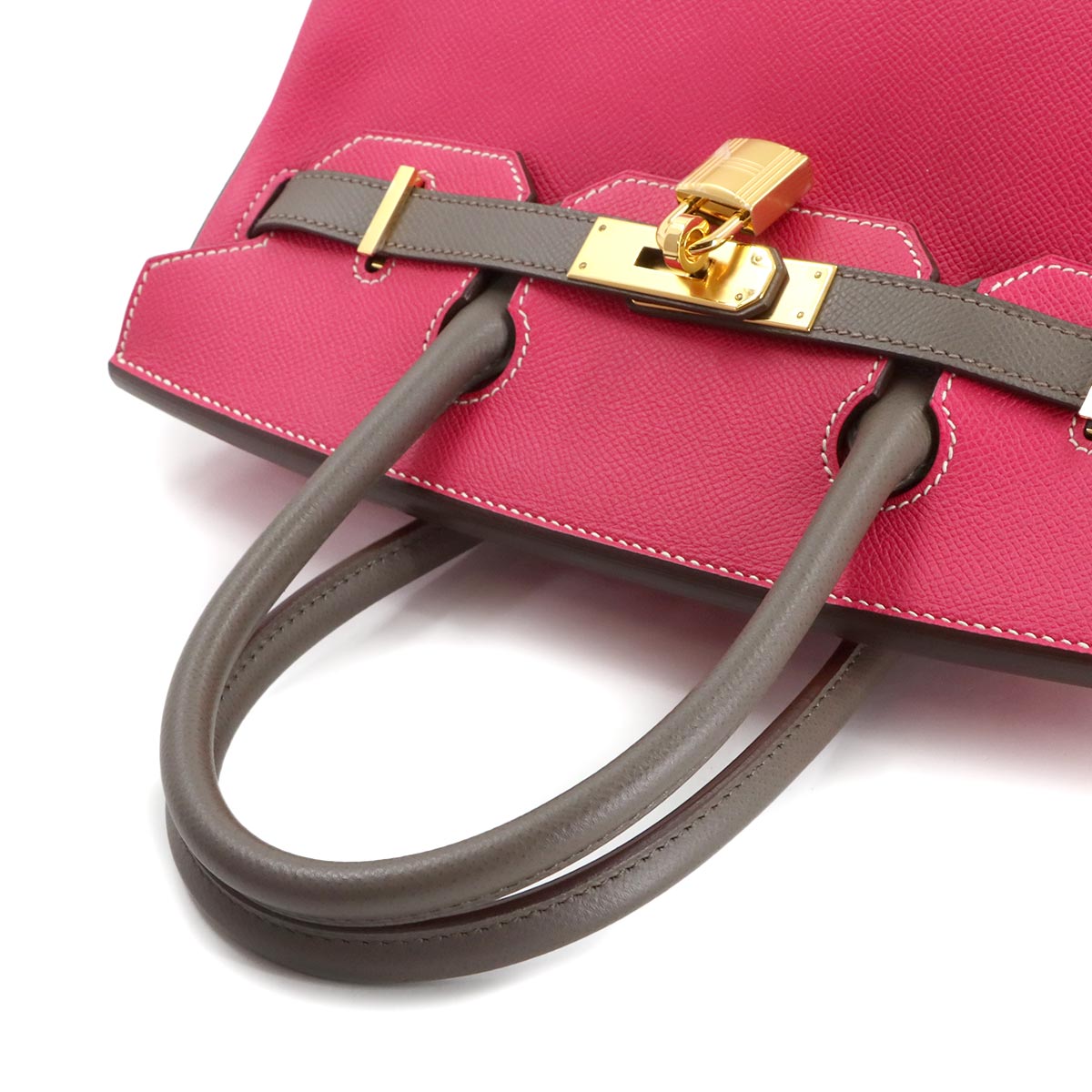 Birkin 30 Hand Bag Epsom Rose Tyrien Etoupe Purse Pink