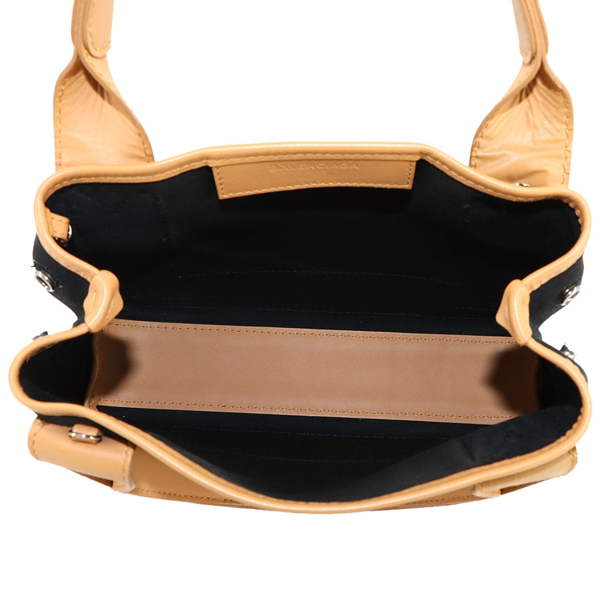 Navy XS Cabas Tote Shoulder Bag Canvas Black White 390346