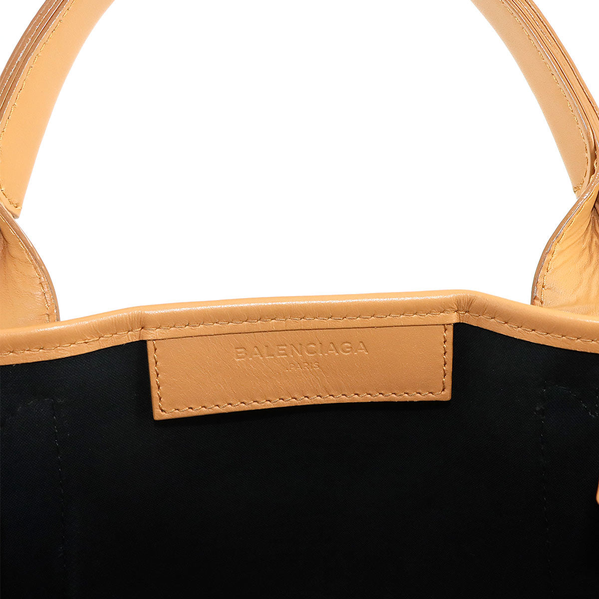 Navy XS Cabas Tote Shoulder Bag Canvas Black White 390346