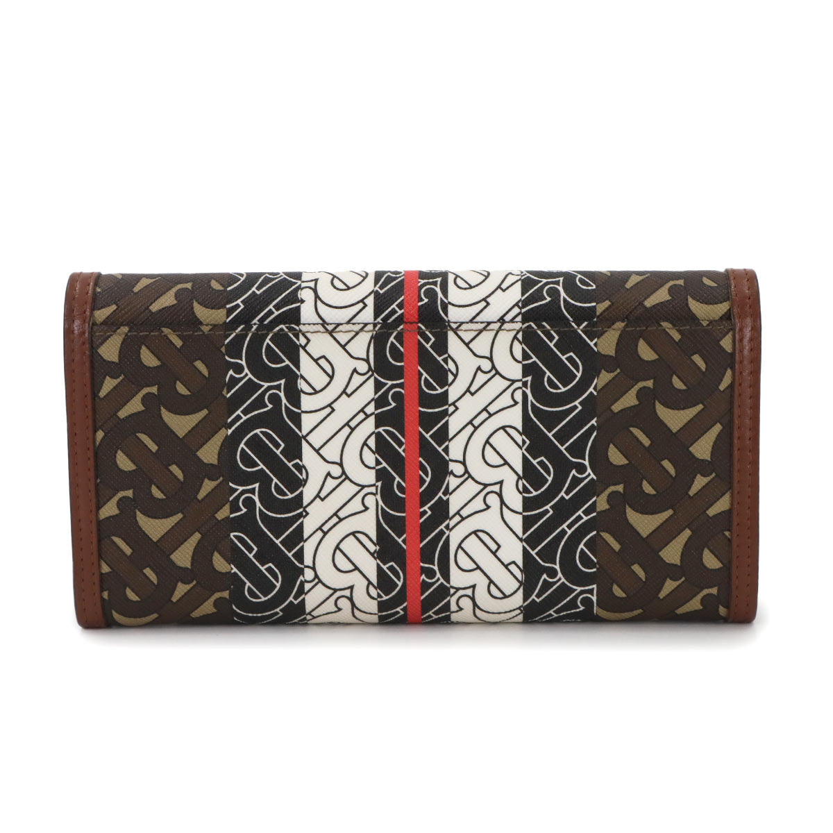 TB Monogram Stripe Long Wallet PVC Leather Brown 8022012