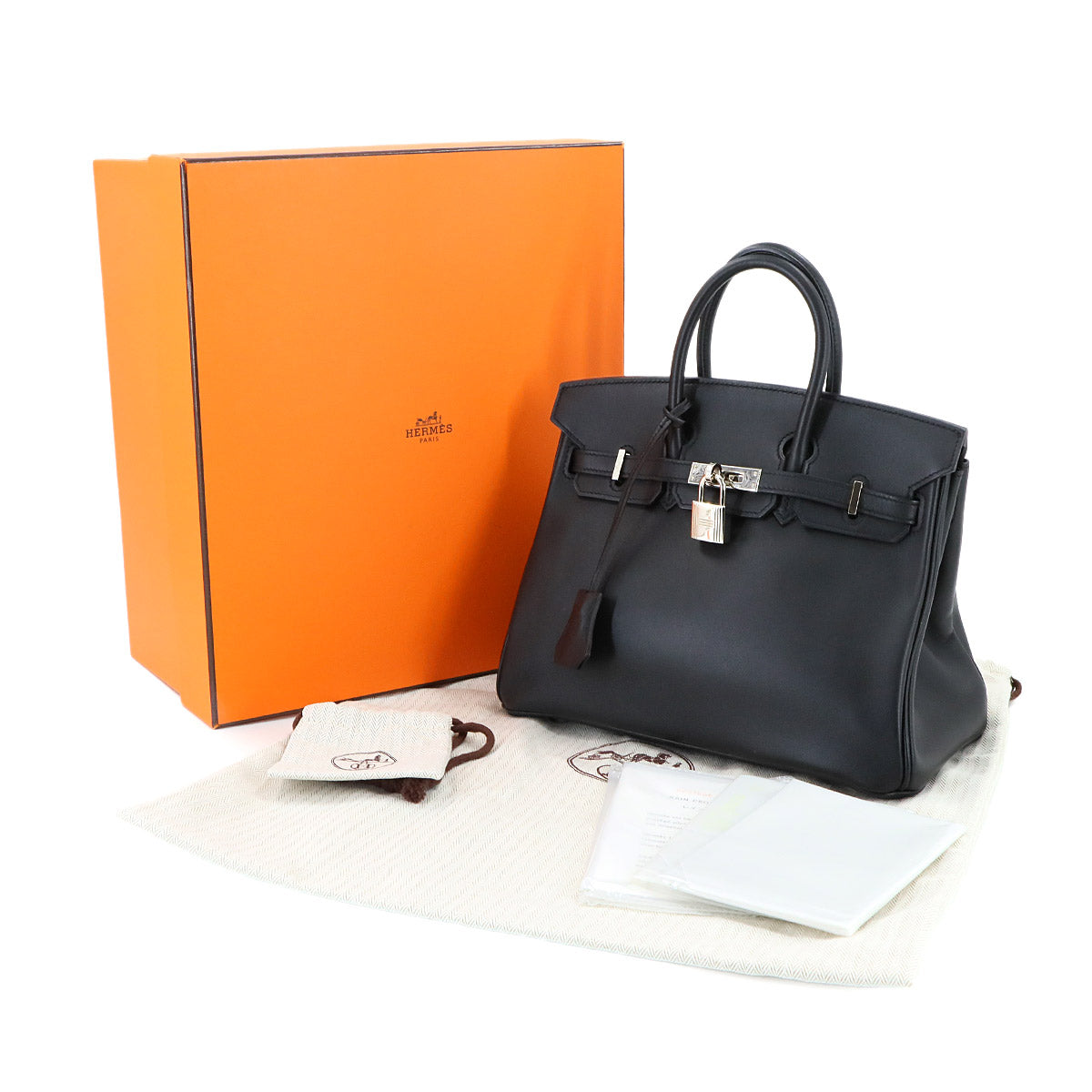 Birkin 25 Veau Swift Black Hand Bag Purse