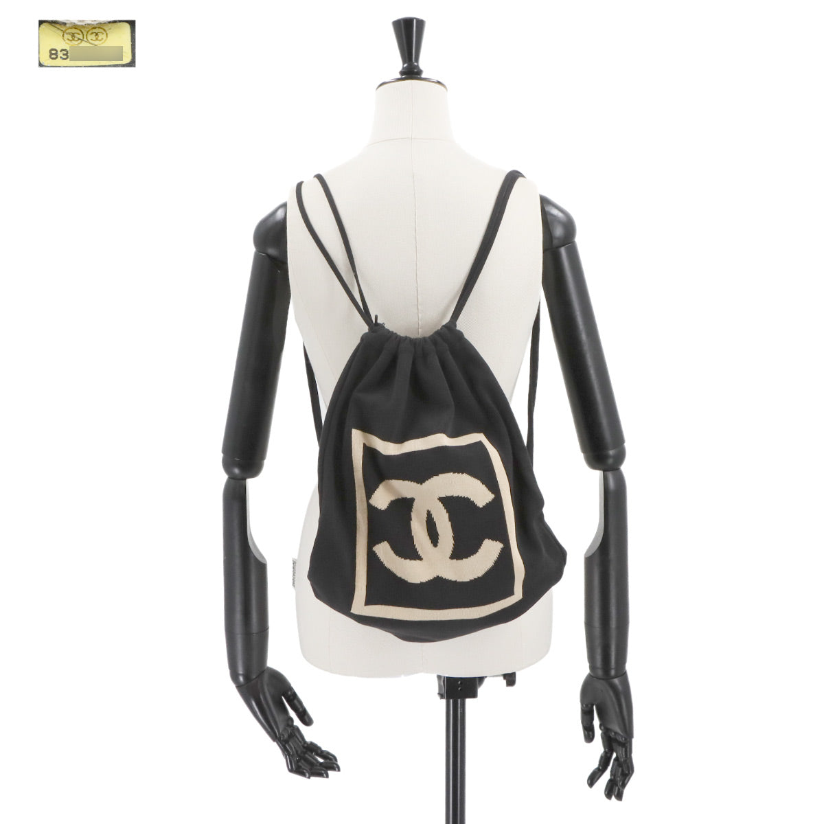 Sports Line Backpack Cotton Black Beige Vintage