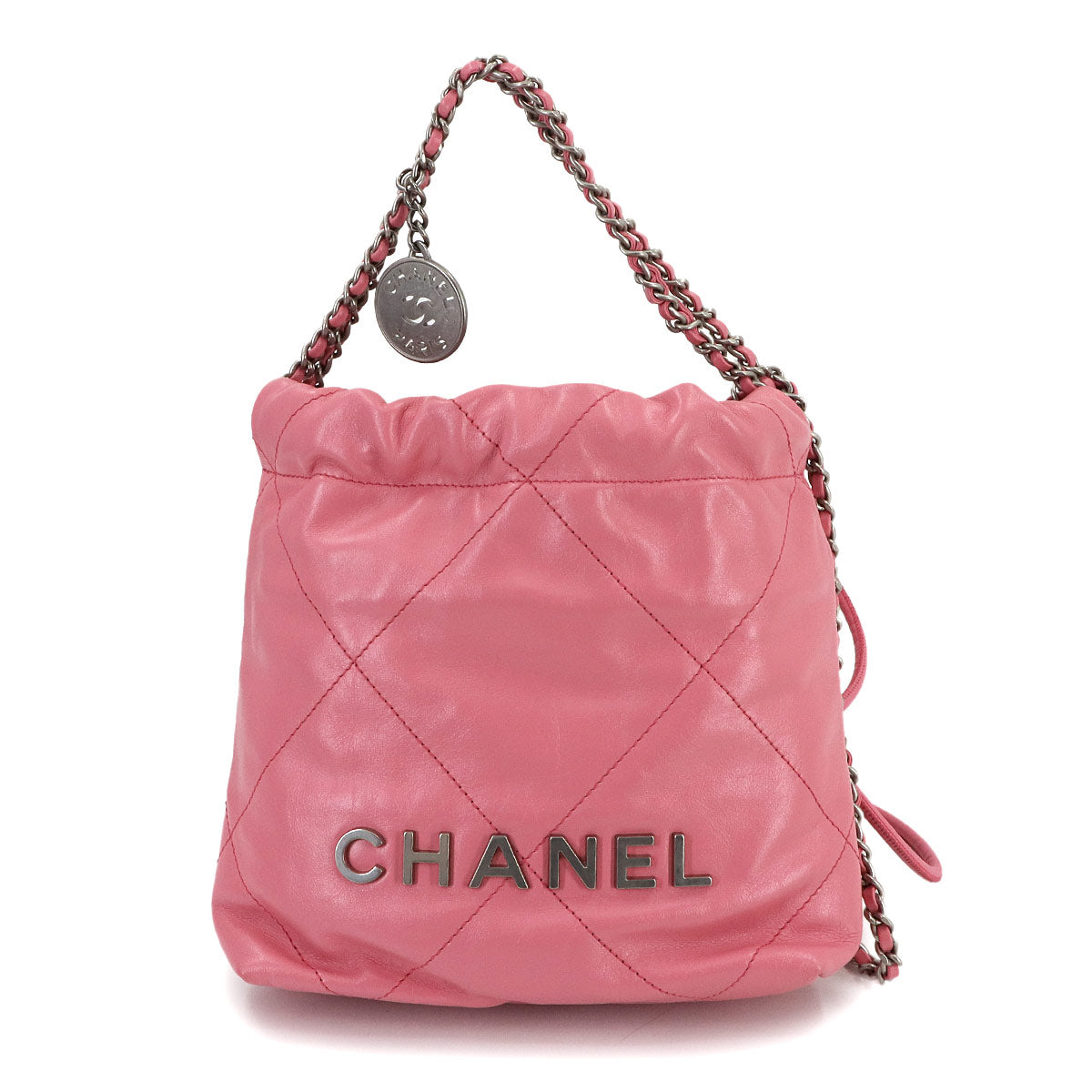 22 Mini Chain Hand Shoulder Bag Leather Pink AS3980 Purse