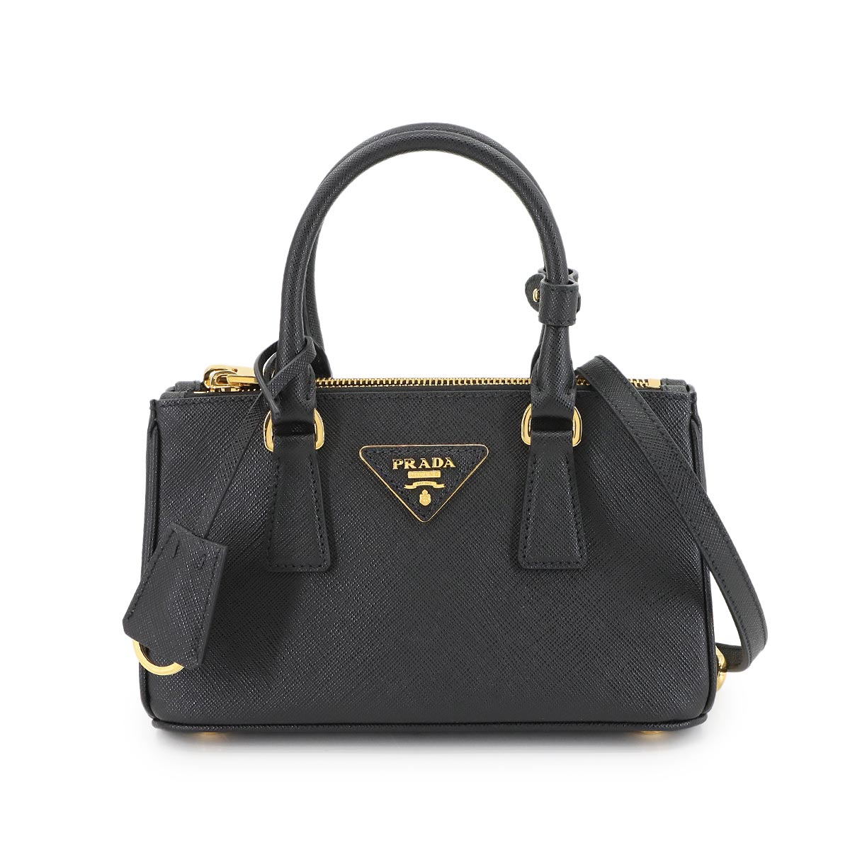 Galleria Mini Hand Shoulder Bag Saffiano Leather Nero 1BA916