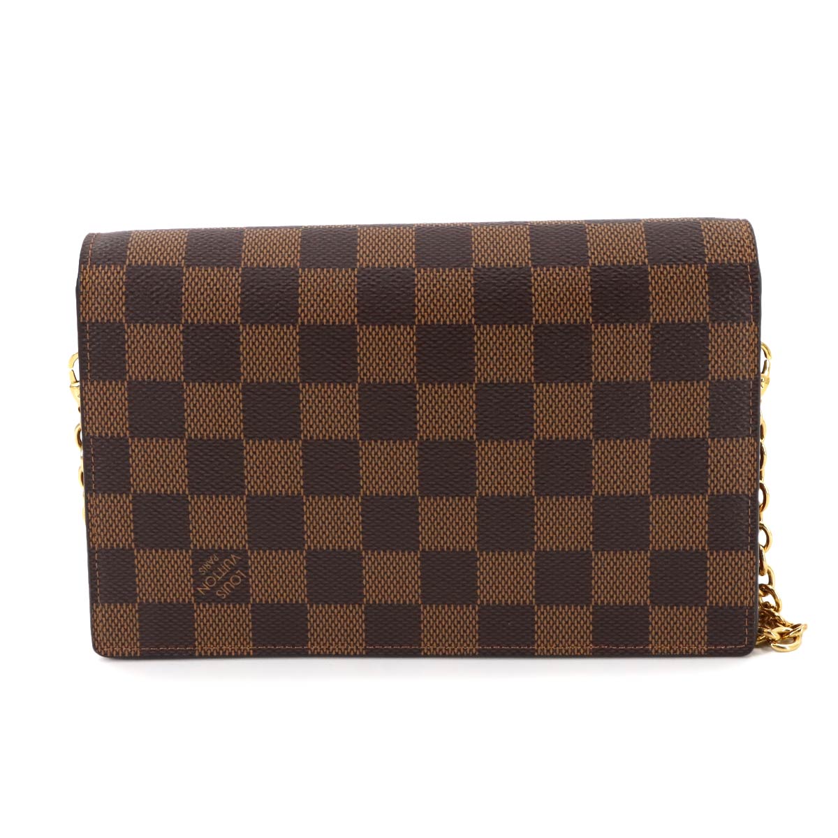 Damier Vavin Chain Long Wallet Bordeaux Black N60222