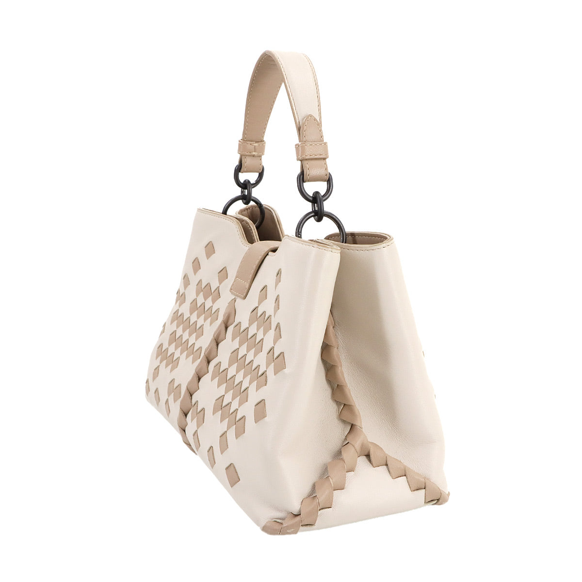 Intrecciato Napoli 2way Hand Shoulder Bag White Beige