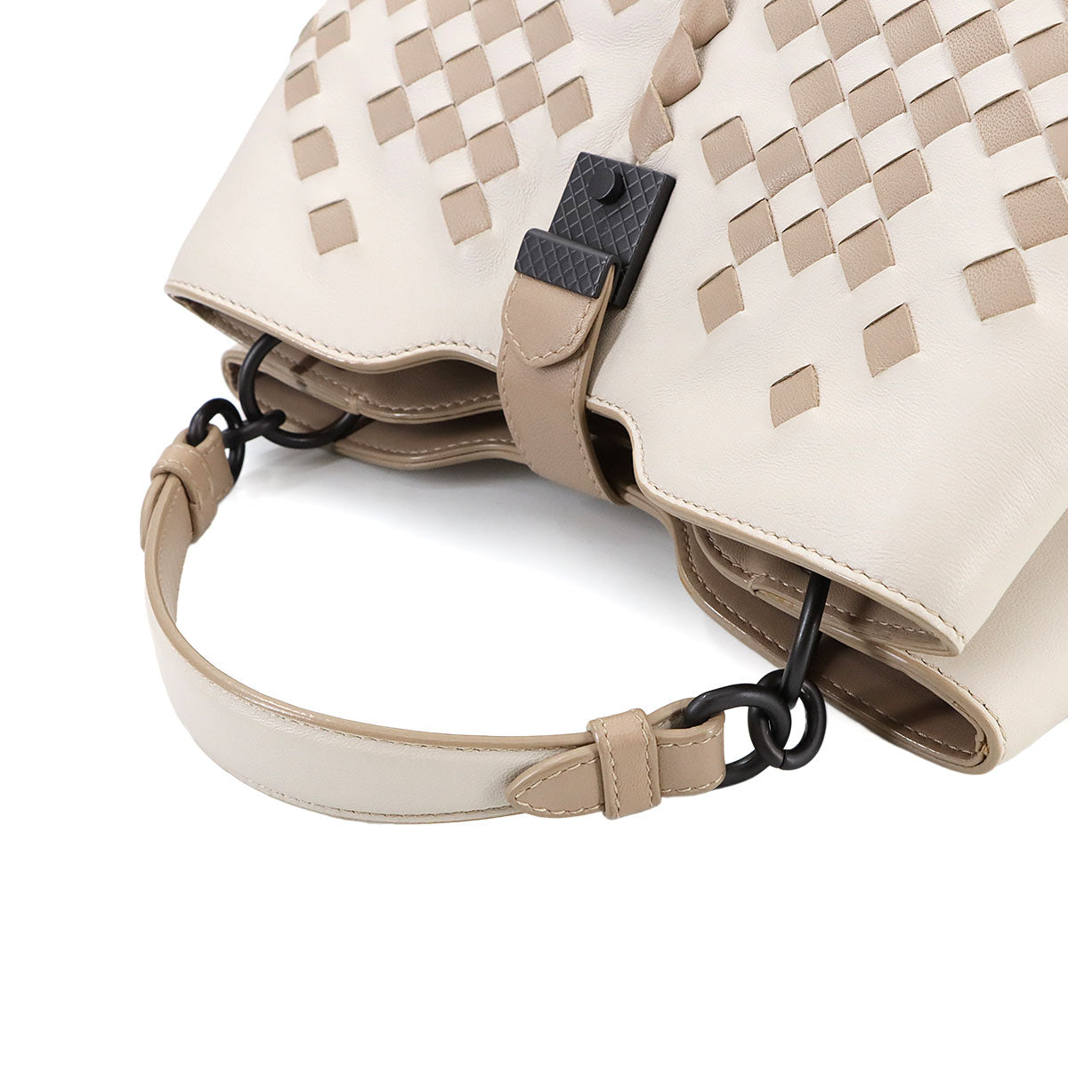 Intrecciato Napoli 2way Hand Shoulder Bag White Beige