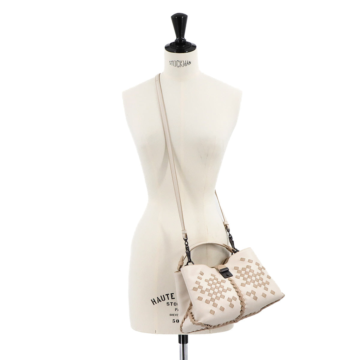 Intrecciato Napoli 2way Hand Shoulder Bag White Beige
