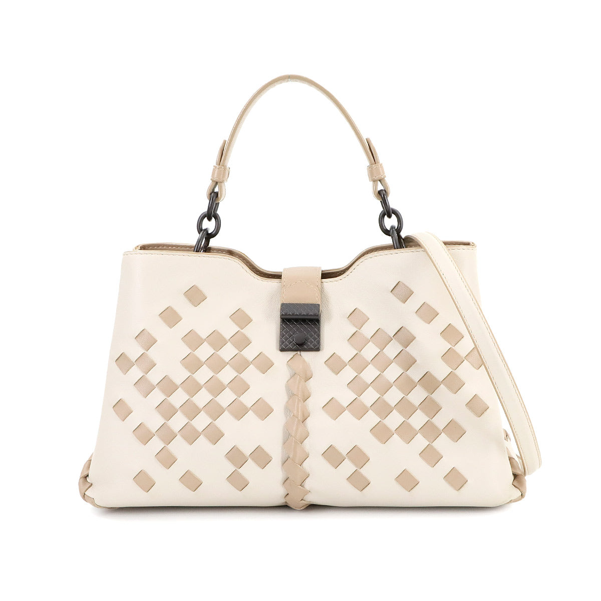 Intrecciato Napoli 2way Hand Shoulder Bag White Beige