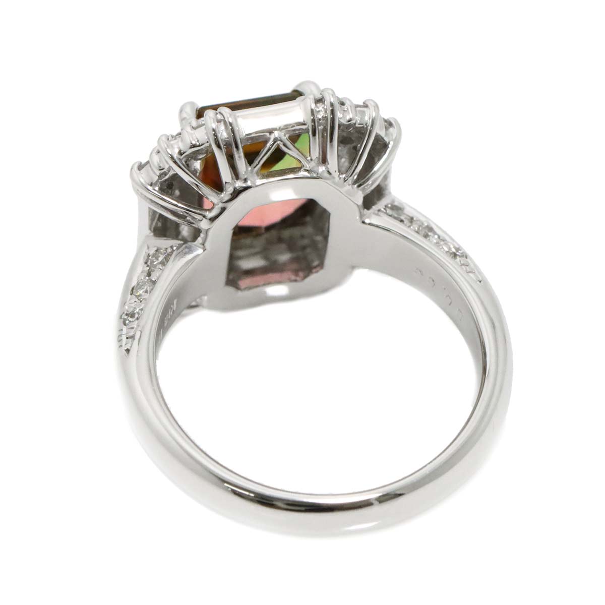 Tourmaline 2.54ct Diamond 0.63ct Ring 18K WG 750 Size5.5-5.75(US)