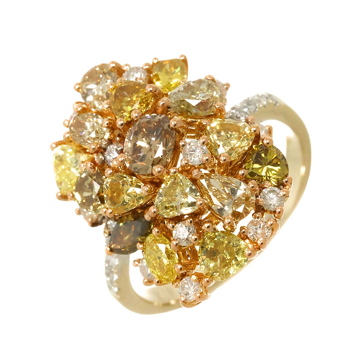 Diamond 2.78ct Ring 18K K18 YG Yellow Gold 750 size4.75-5(US)