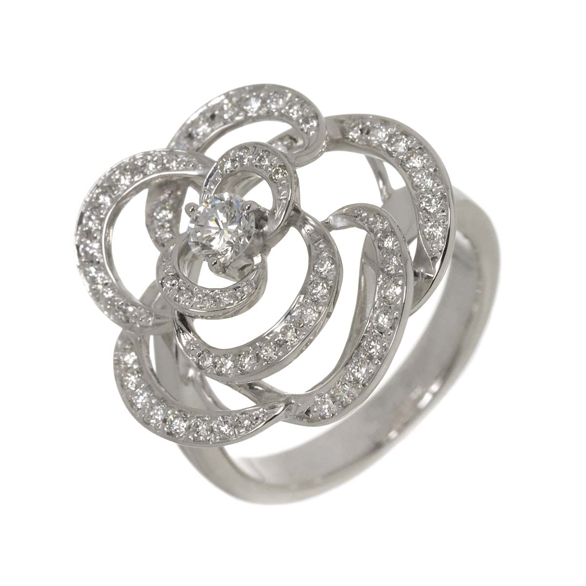 Diamond 0.205ct/0.41ct Ring 18K K18 WG White Gold size6(US)