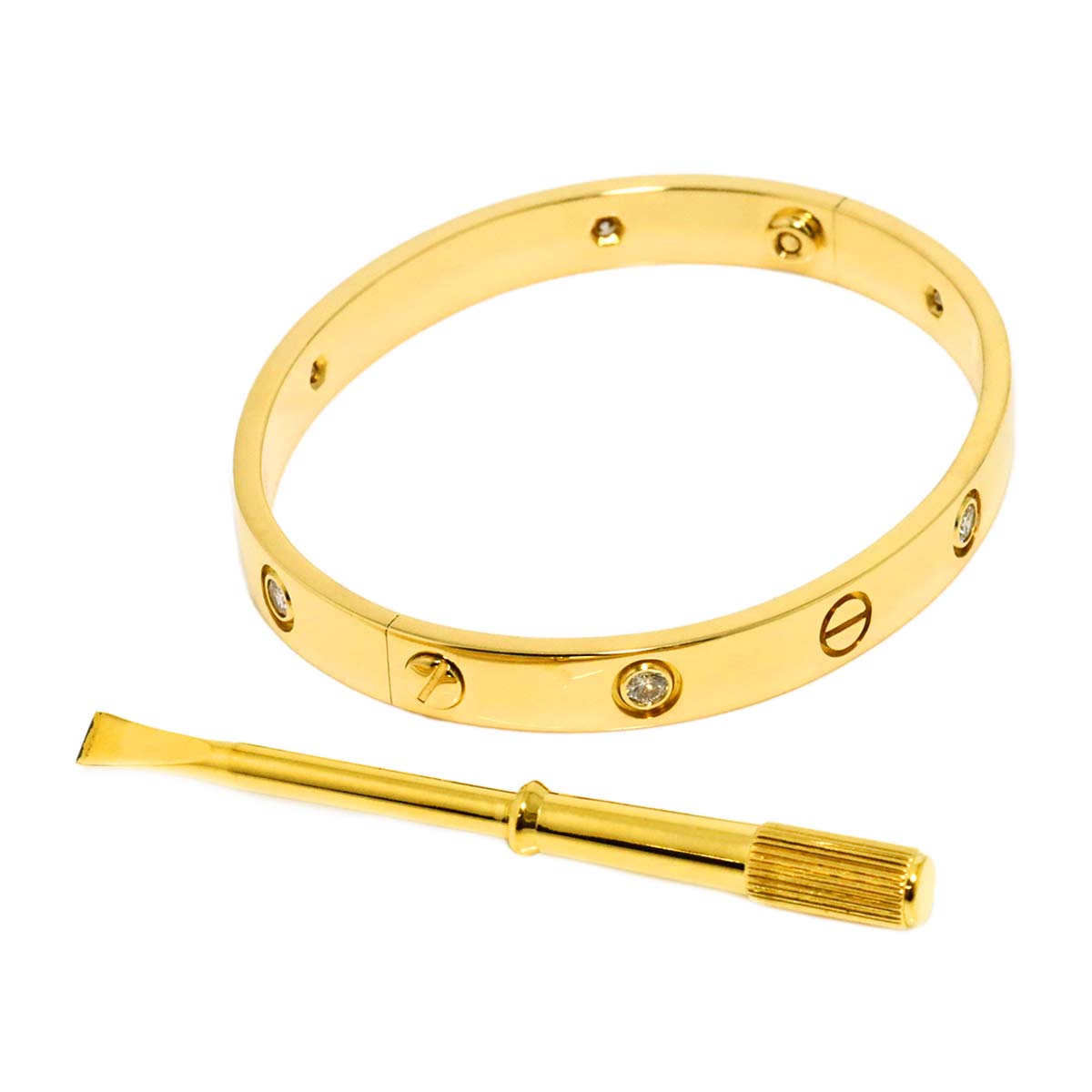 Love Bracelet Diamond 6P Bangle 18K YG 750 Size16