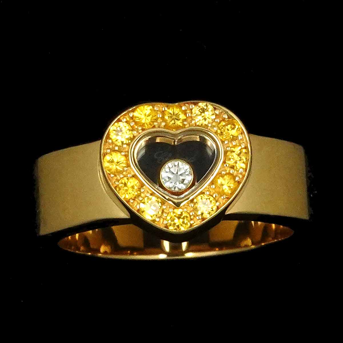 Happy Diamond Sapphire Diamond Ring 18K YG 750 Size6(US)