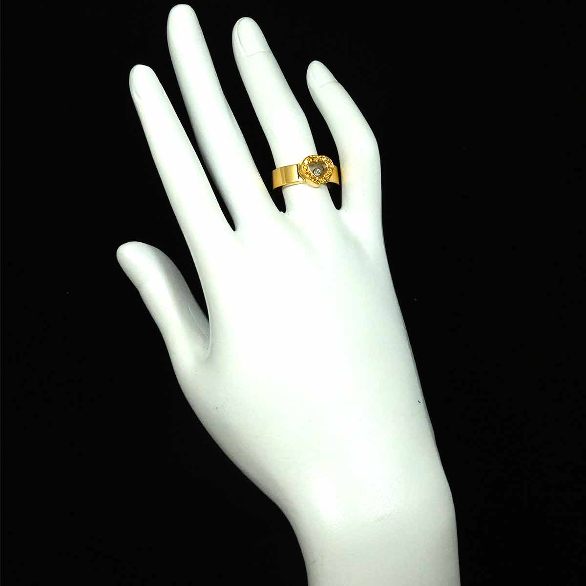 Happy Diamond Sapphire Diamond Ring 18K YG 750 Size6(US)