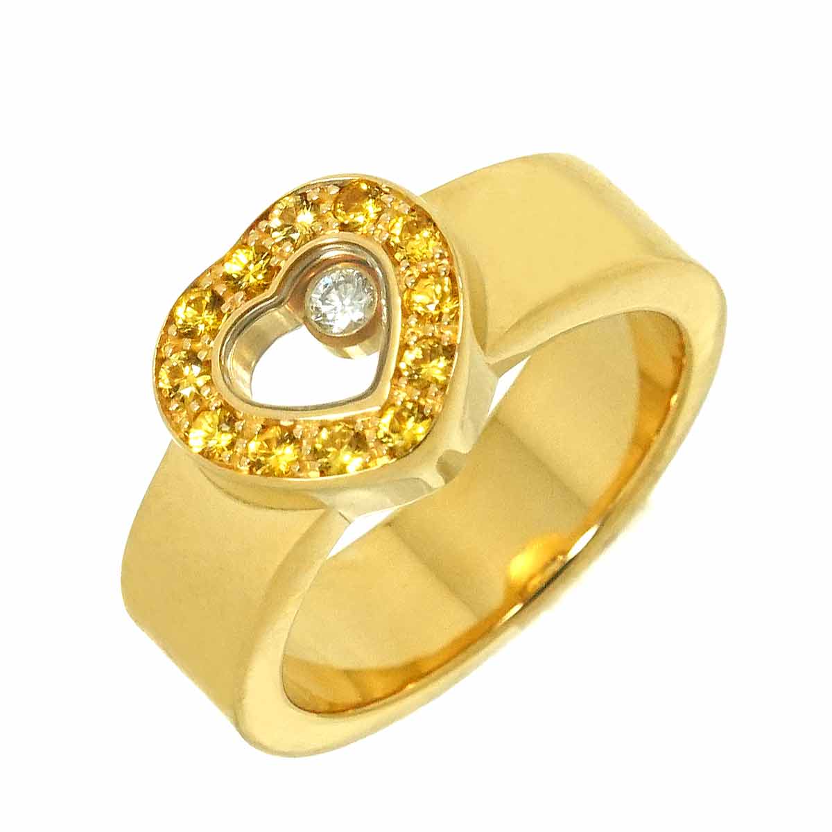 Happy Diamond Sapphire Diamond Ring 18K YG 750 Size6(US)