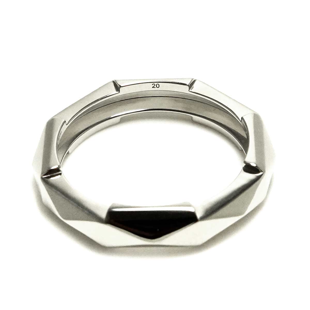 studded Ring 18K K18 WG White Gold 750 size20 8.75(US)