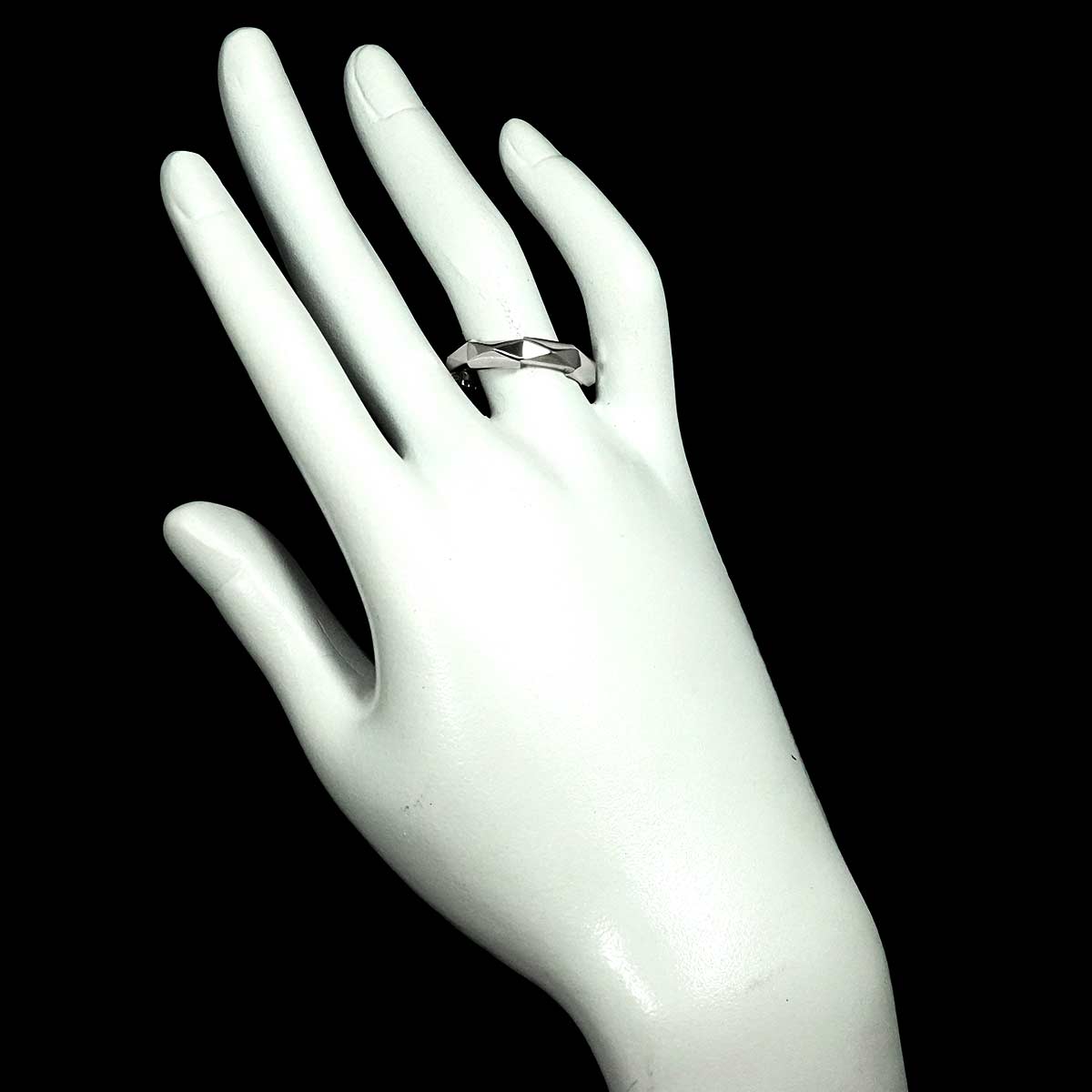 studded Ring 18K K18 WG White Gold 750 size20 8.75(US)