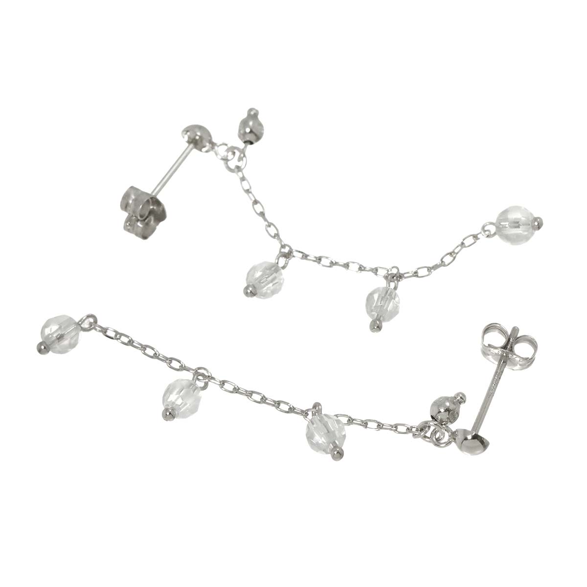 Quartz Earrings Pierced 18K WG 750