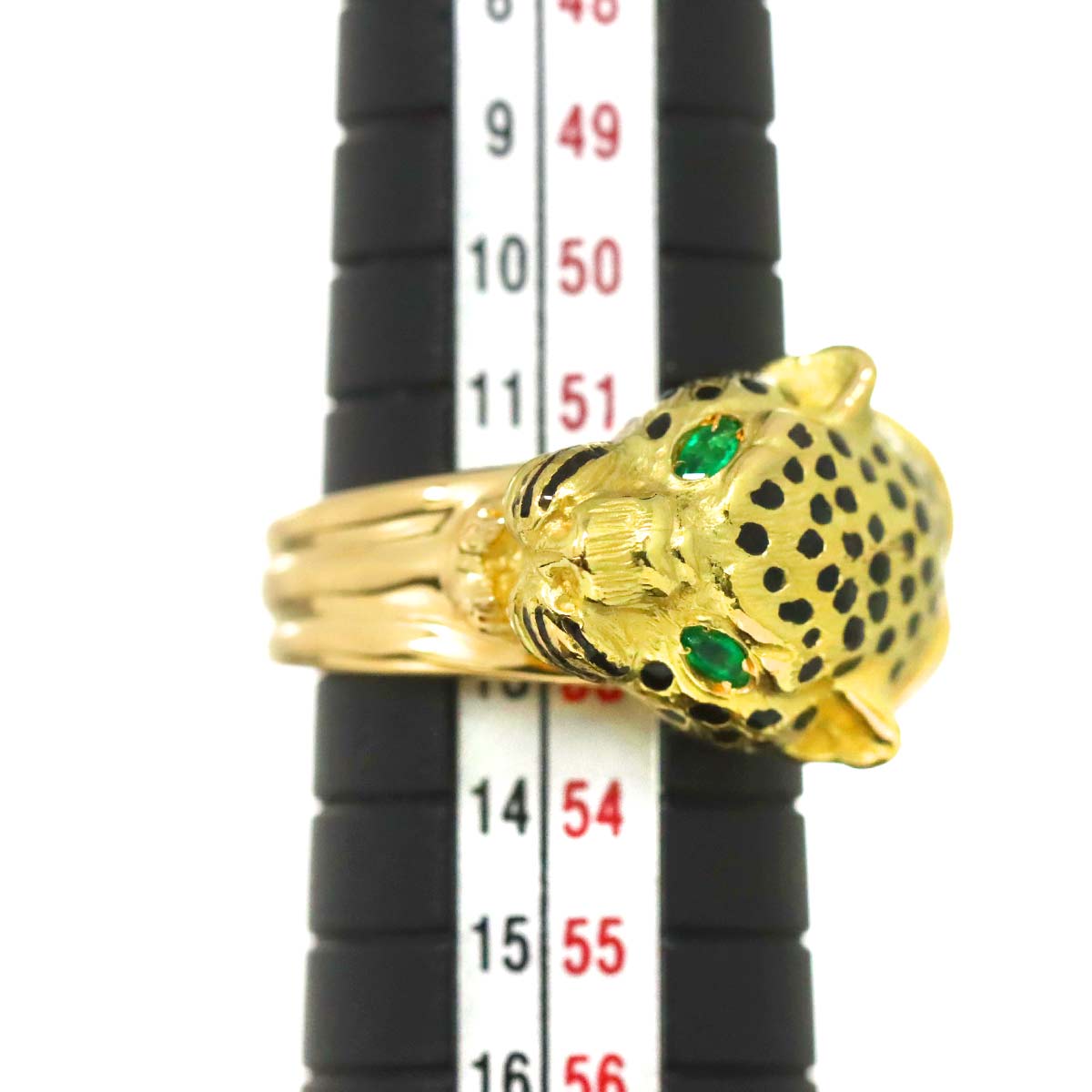 Diamond Emerald Ring 18K YG Yellow Gold 750 5.75-6(US)