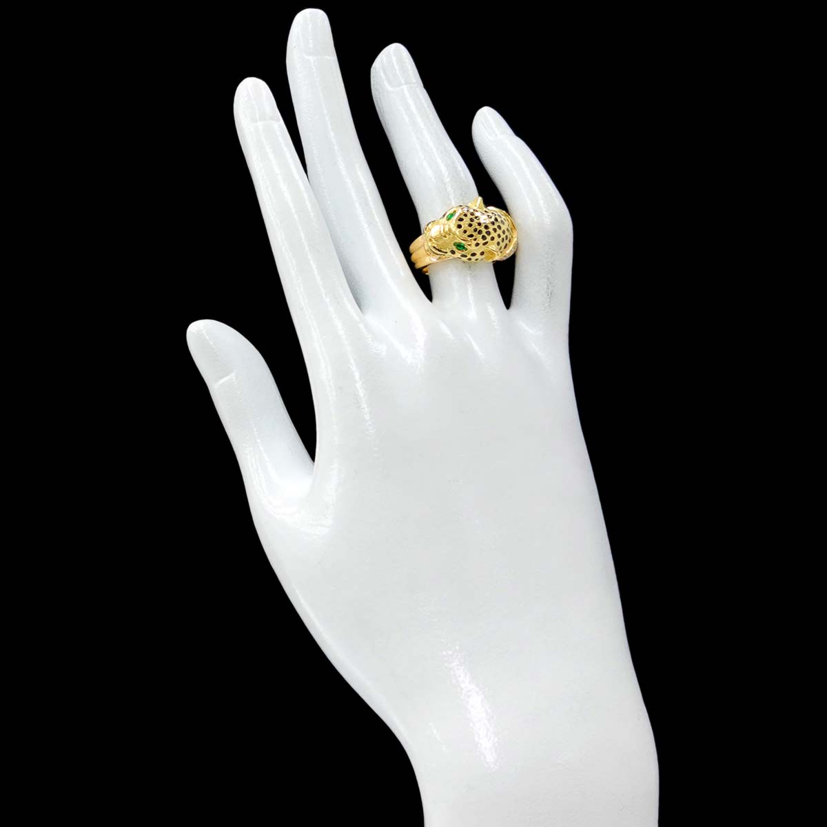 Diamond Emerald Ring 18K YG Yellow Gold 750 5.75-6(US)