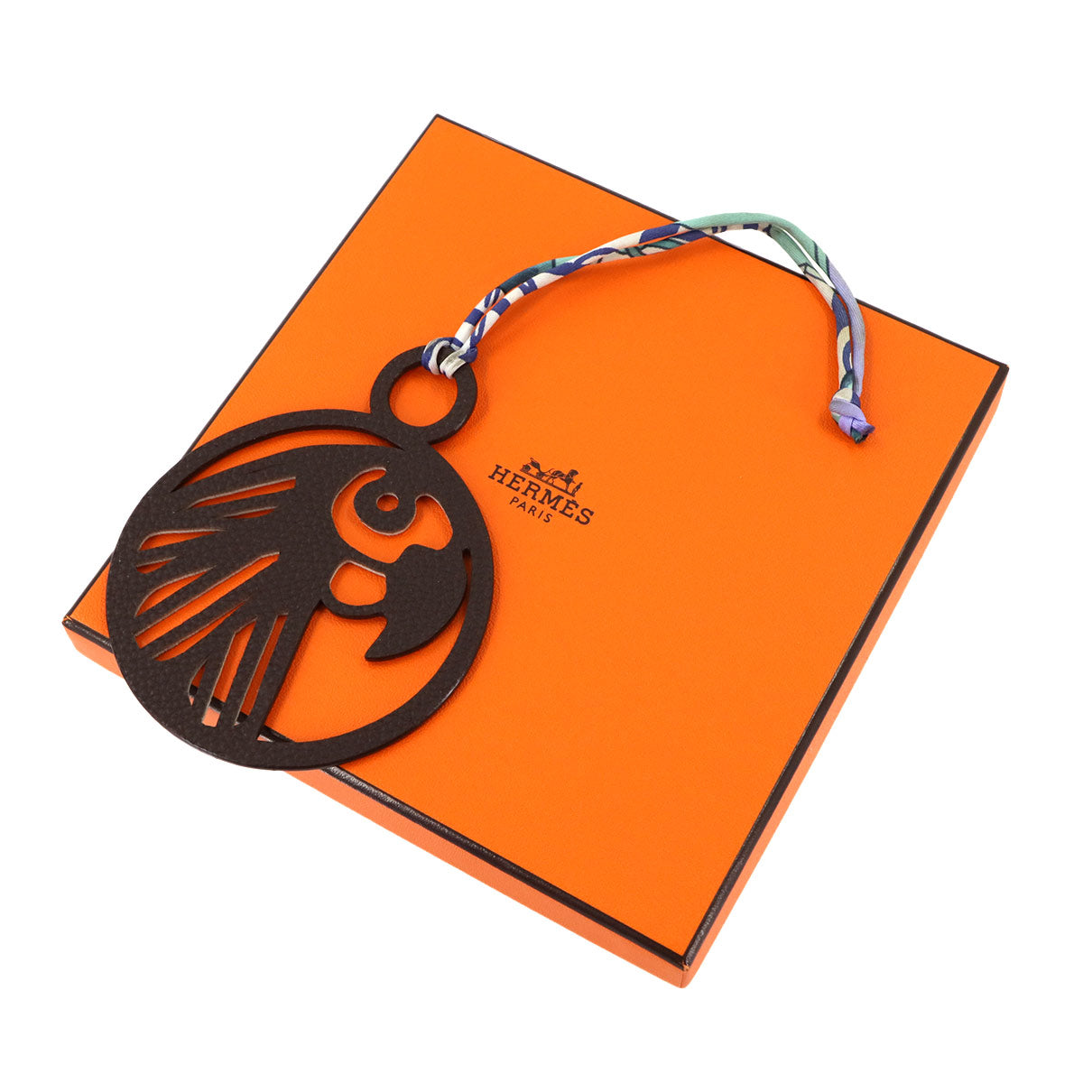 Petit H Parakeet Parrot Bag Charm Epsom Leather Brown White