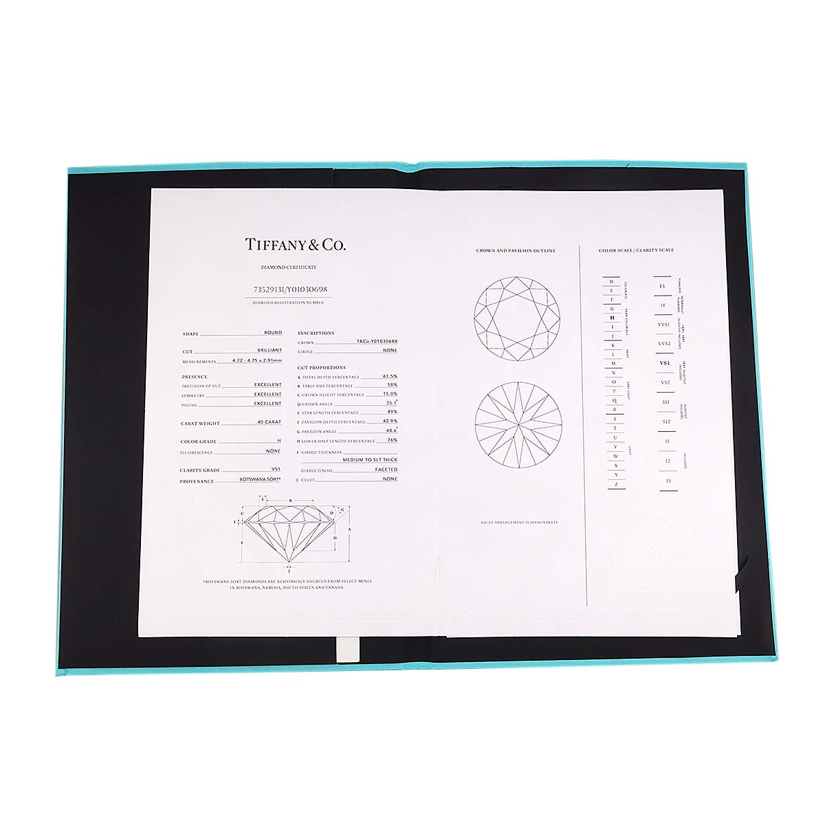 Diamond 0.40ct H/VS1/3EX Necklace Platinum