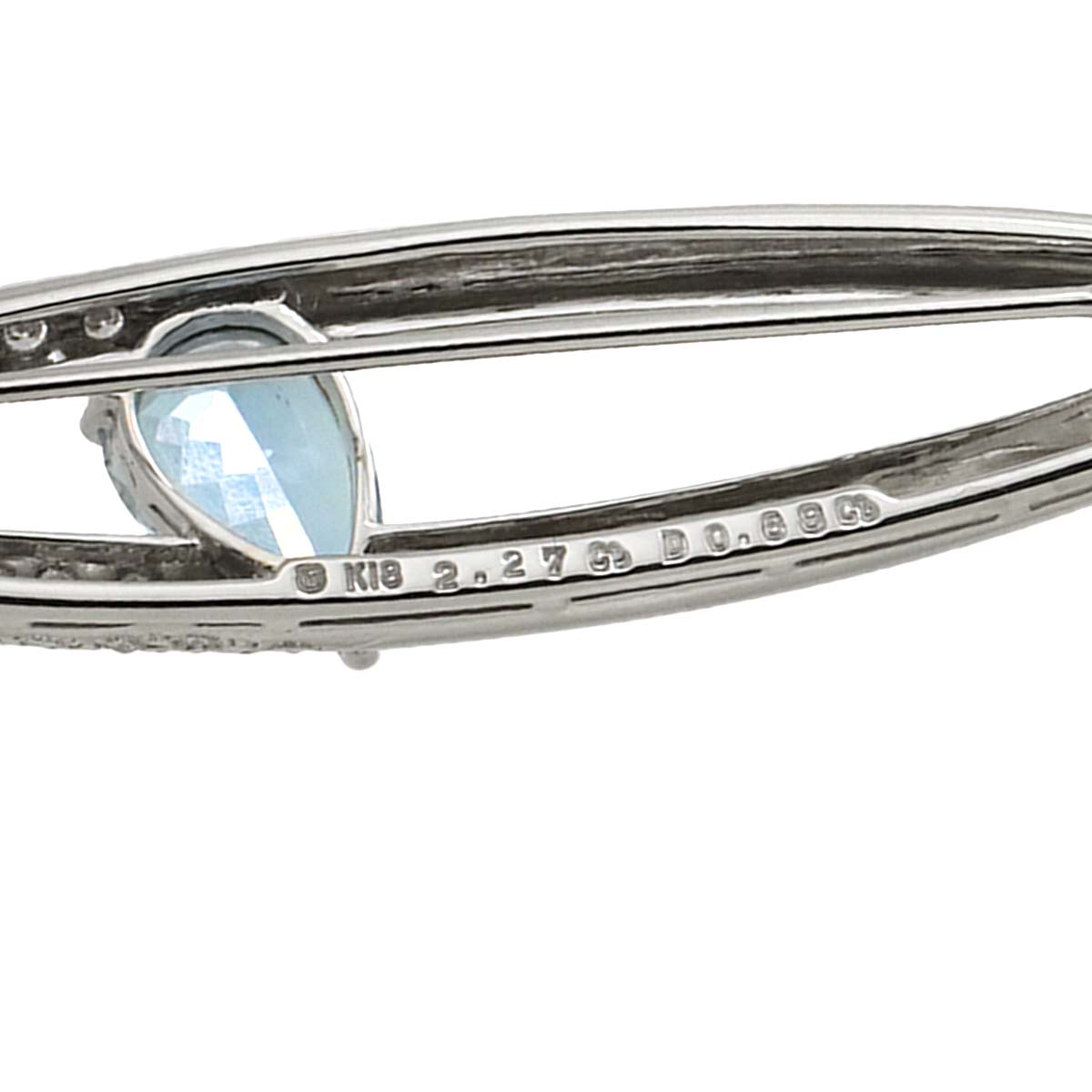 Aquamarine 2.27ct Diamond 0.68ct Brooch 18K White Gold 750