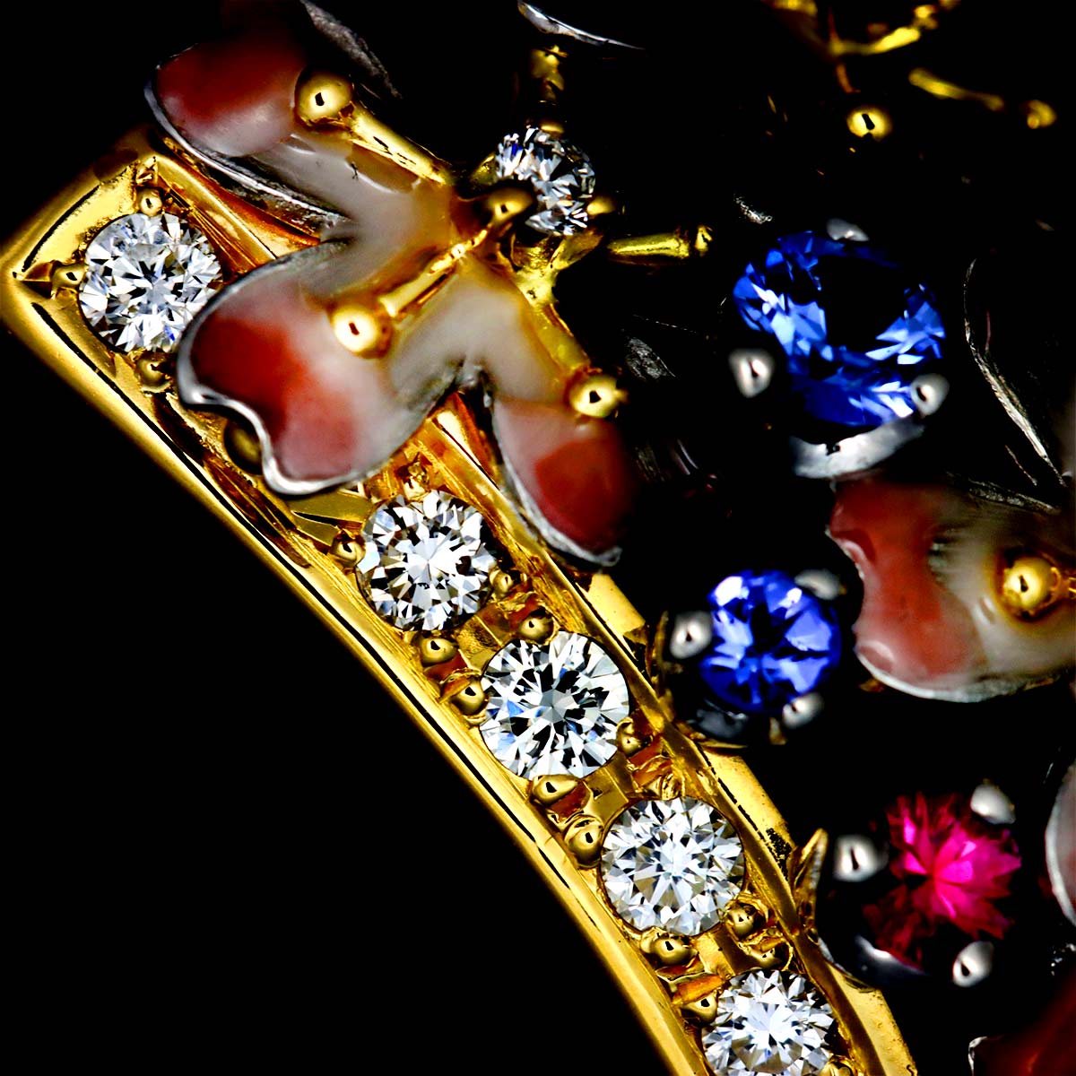 Sapphire Diamond 0.76ct Ring 18K YG Pt 6-6.25(US)