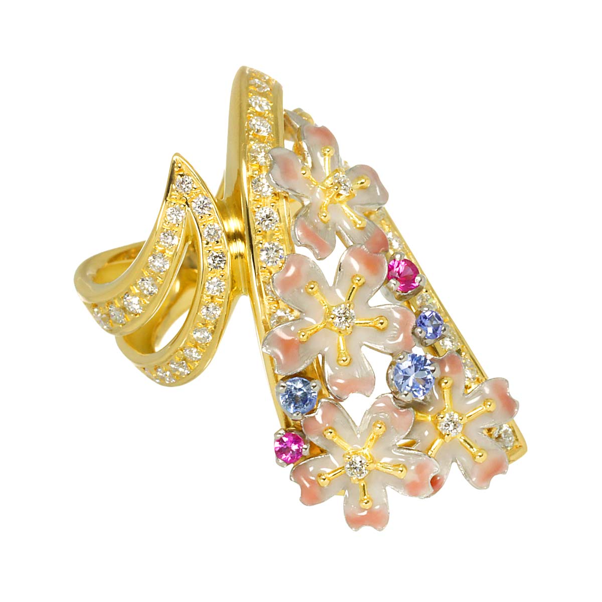 Sapphire Diamond 0.76ct Ring 18K YG Pt 6-6.25(US)