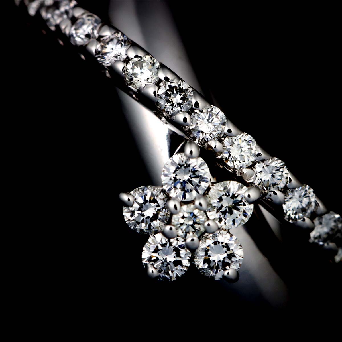 Diamond 0.41ct Ring 18K WG 750 Size6(US)