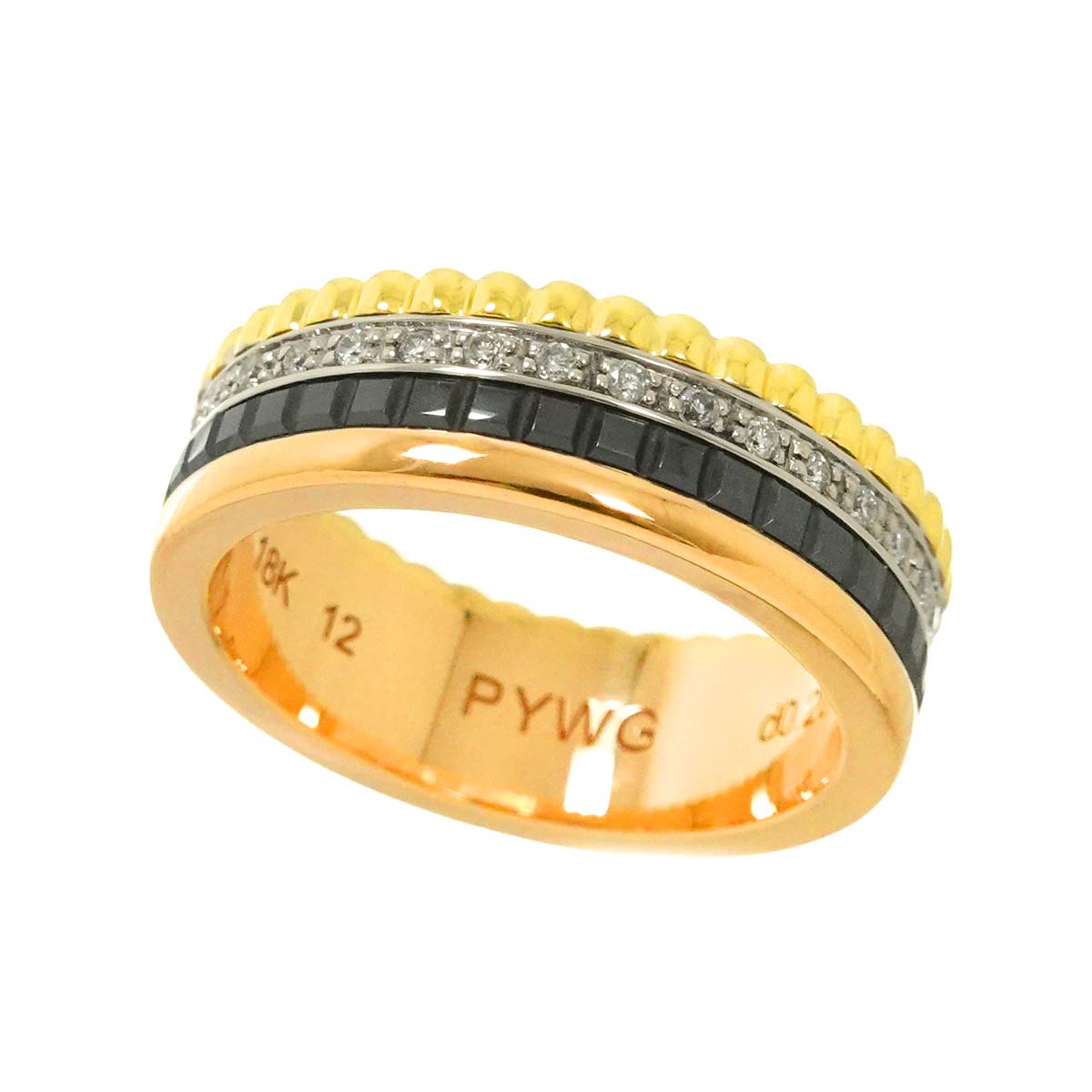 Diamond 0.201ct Ring 18K YG PG WG Pink size6(US)