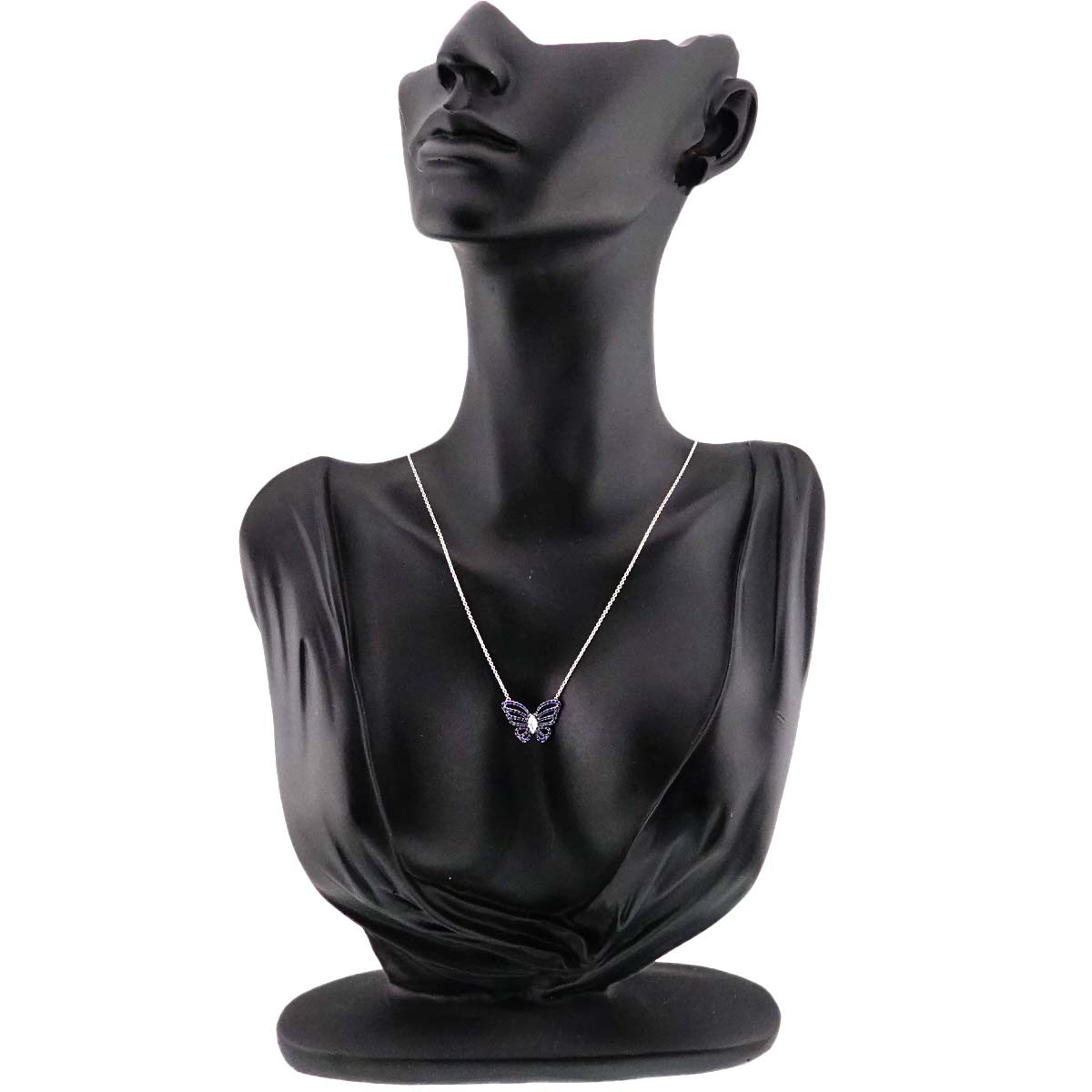 Sapphire Diamond Necklace 18K WG White Gold 750