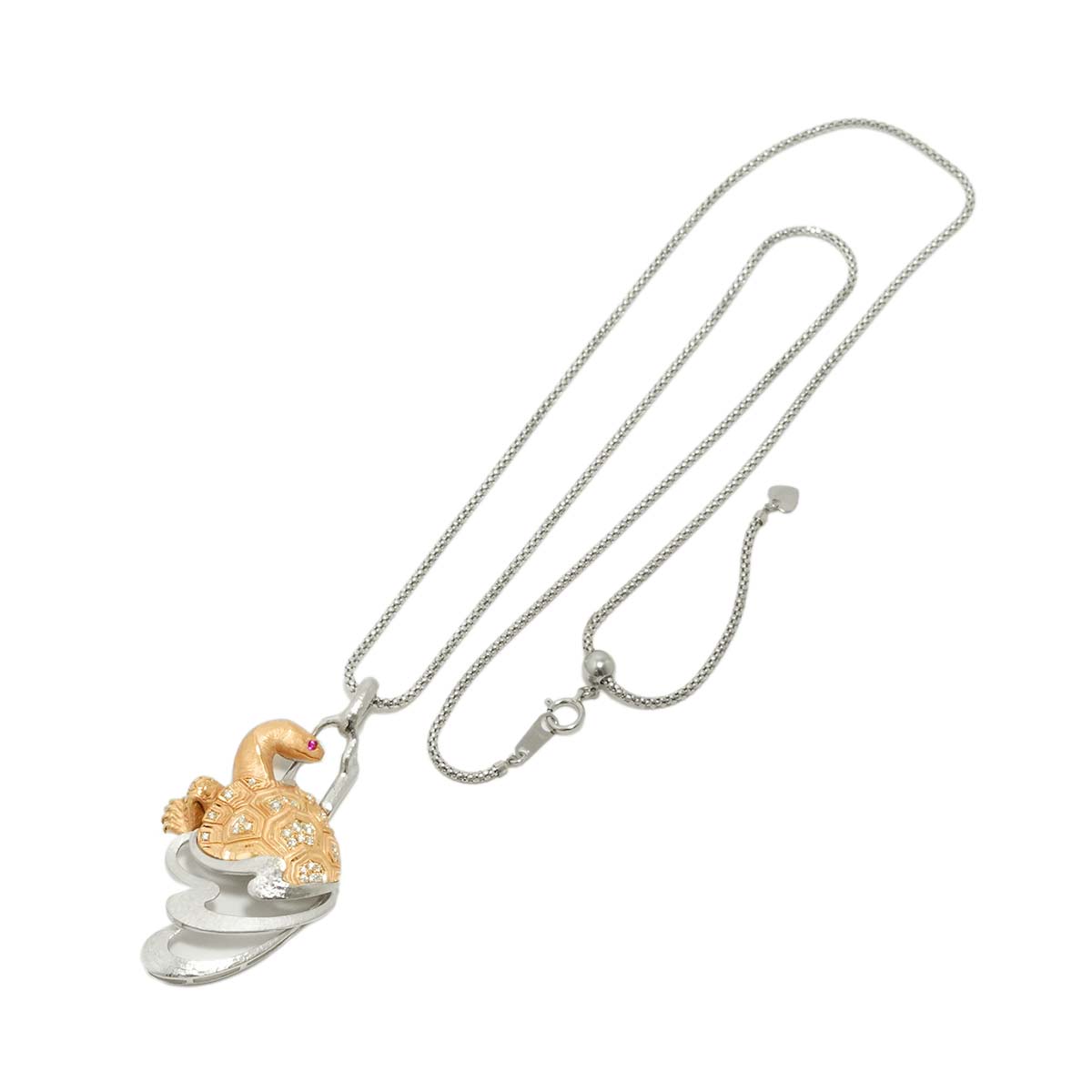 Diamond 0.21ct Ruby 0.01ct Necklace Pt 18K PG Platinum