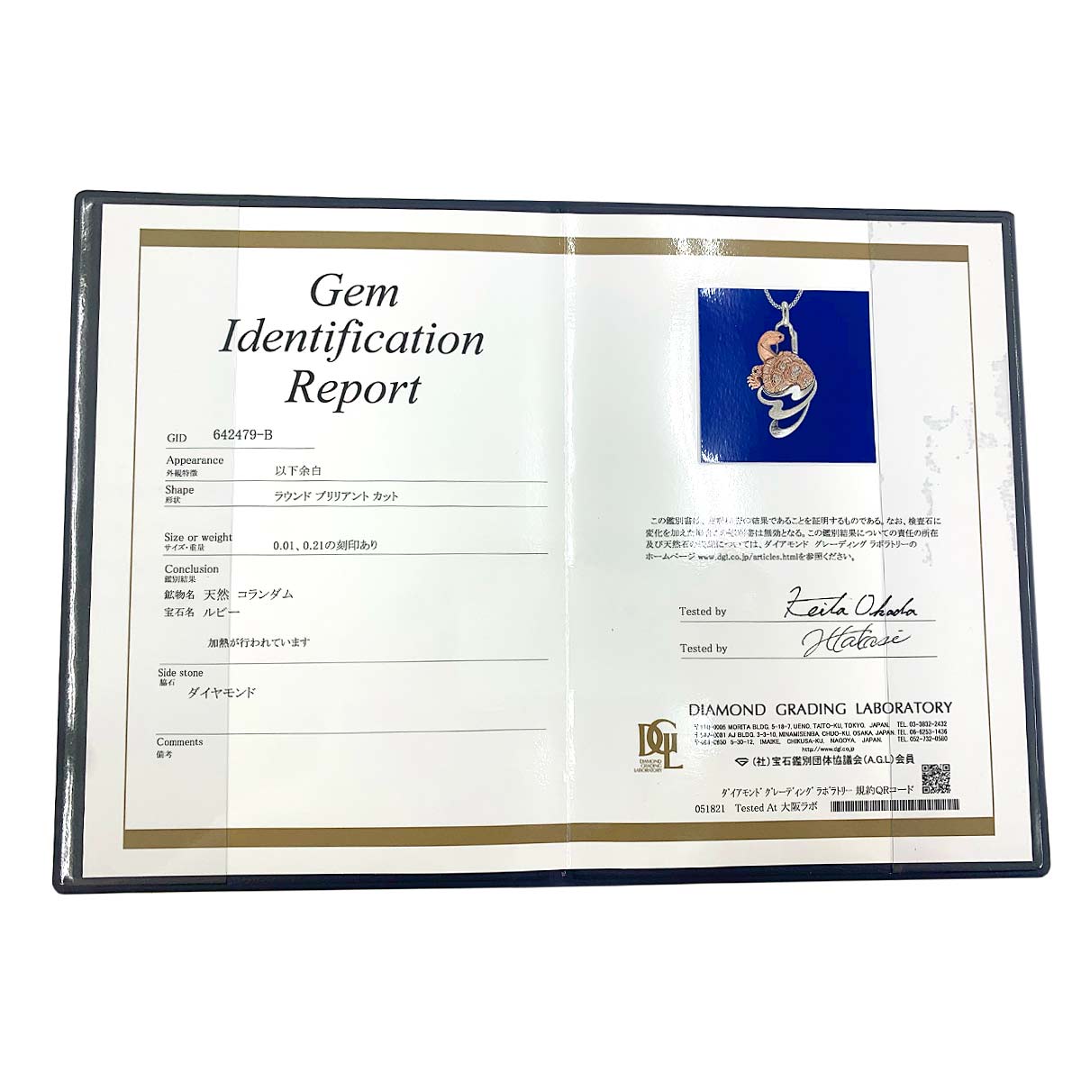 Diamond 0.21ct Ruby 0.01ct Necklace Pt 18K PG Platinum