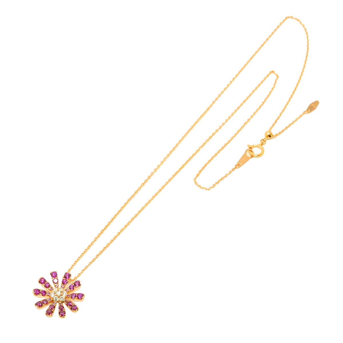 Garnet 1.19ct Diamond 0.19ct Necklace 18K Pink Gold 750