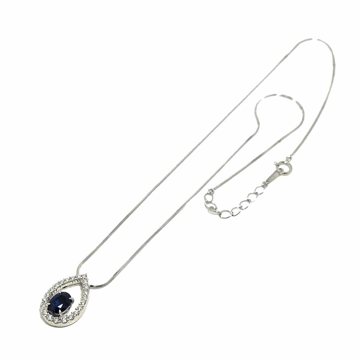 Sapphire 1.73ct Diamond 0.48ct Necklace Platinum