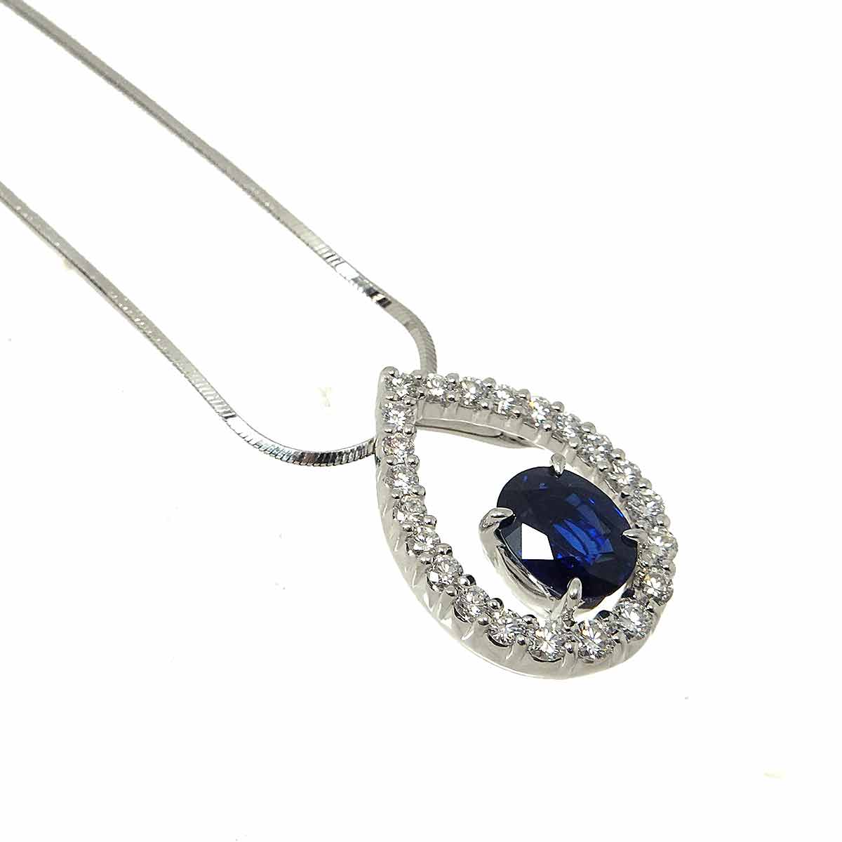 Sapphire 1.73ct Diamond 0.48ct Necklace Platinum