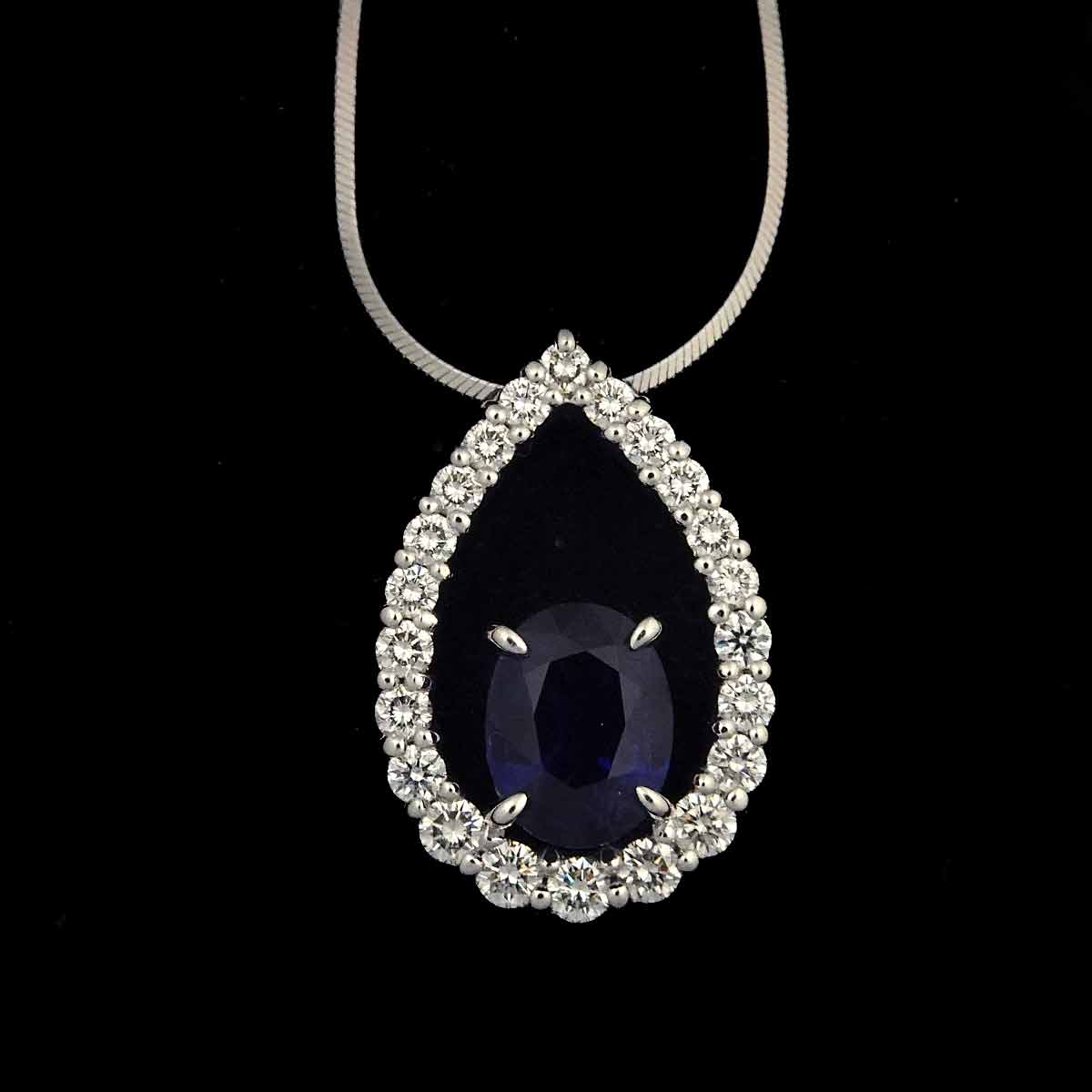 Sapphire 1.73ct Diamond 0.48ct Necklace Platinum