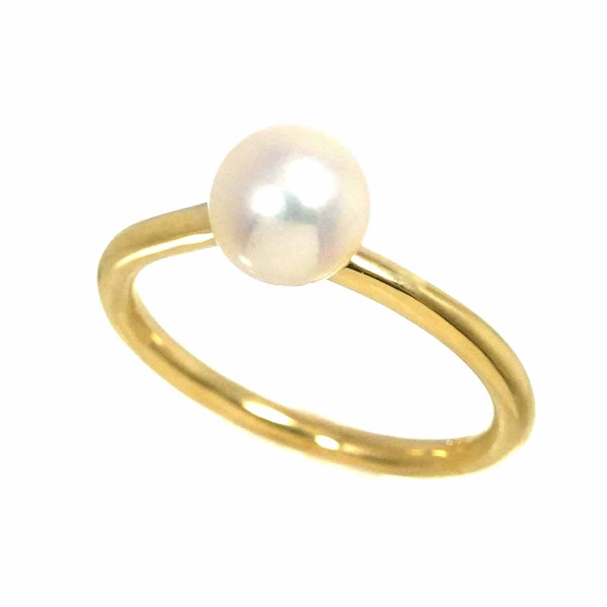 Akoya Pearl 6.6mm Ring 18K YG 750 Size6(US)