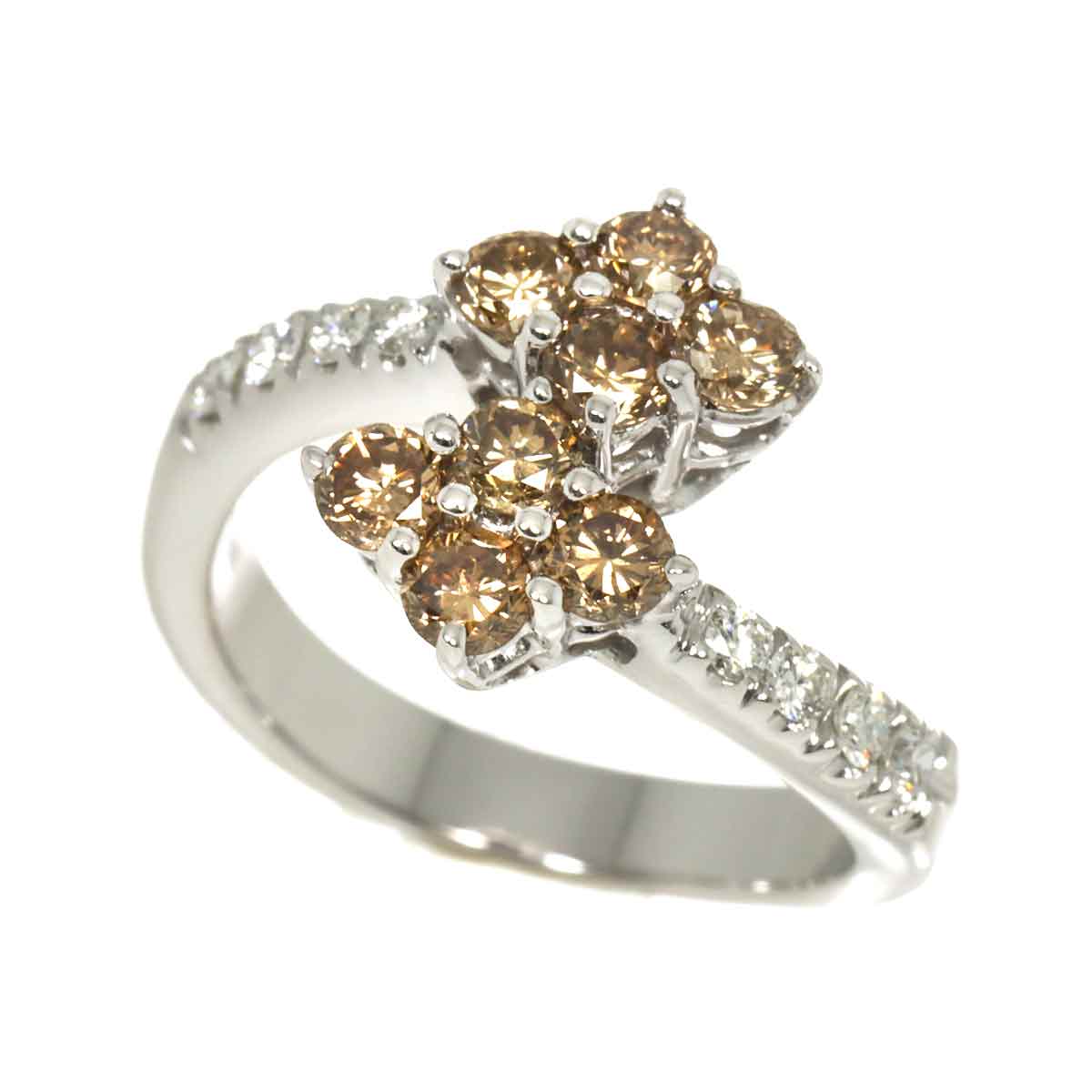 Diamond Ring 18K White Gold 750 size4.75-5(US)