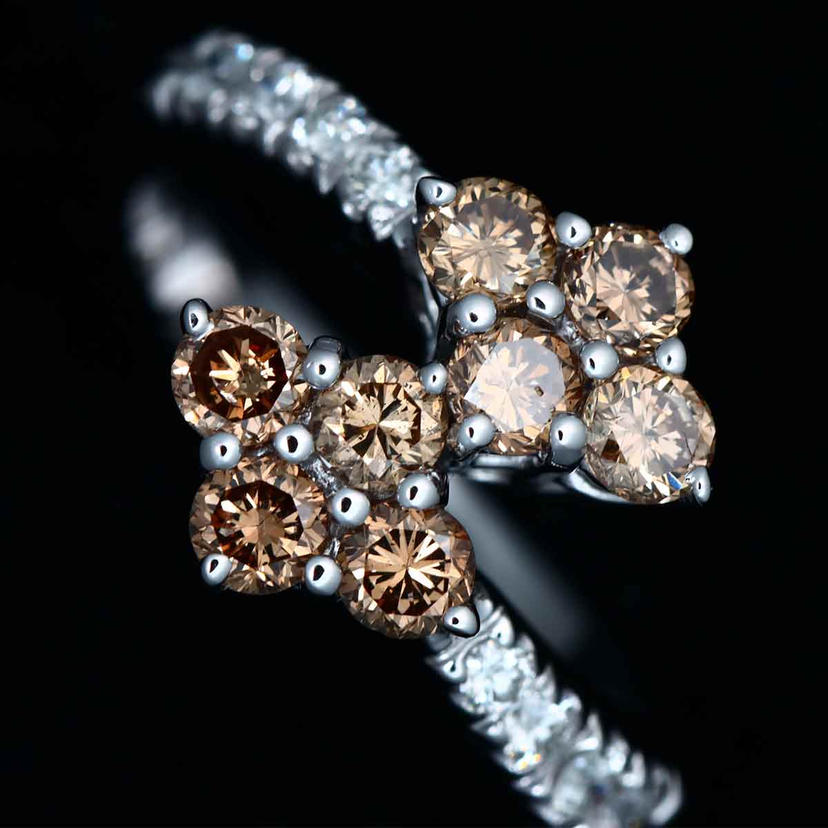 Diamond Ring 18K White Gold 750 size4.75-5(US)