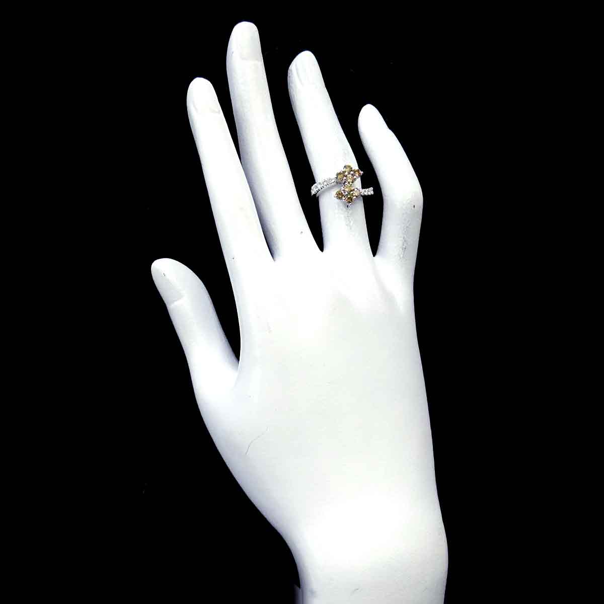 Diamond Ring 18K White Gold 750 size4.75-5(US)