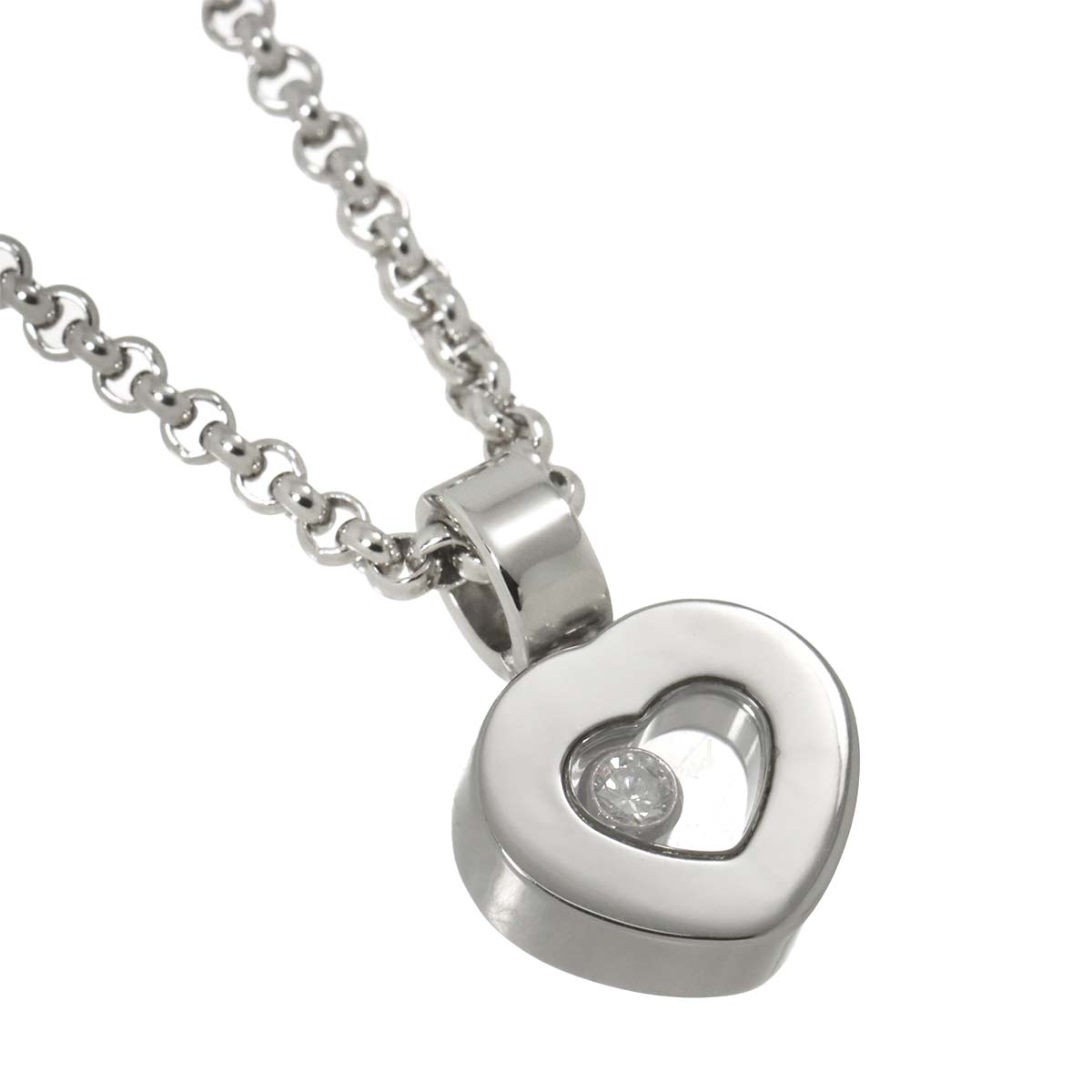 Happy Diamond Heart Necklace 18K White Gold 750