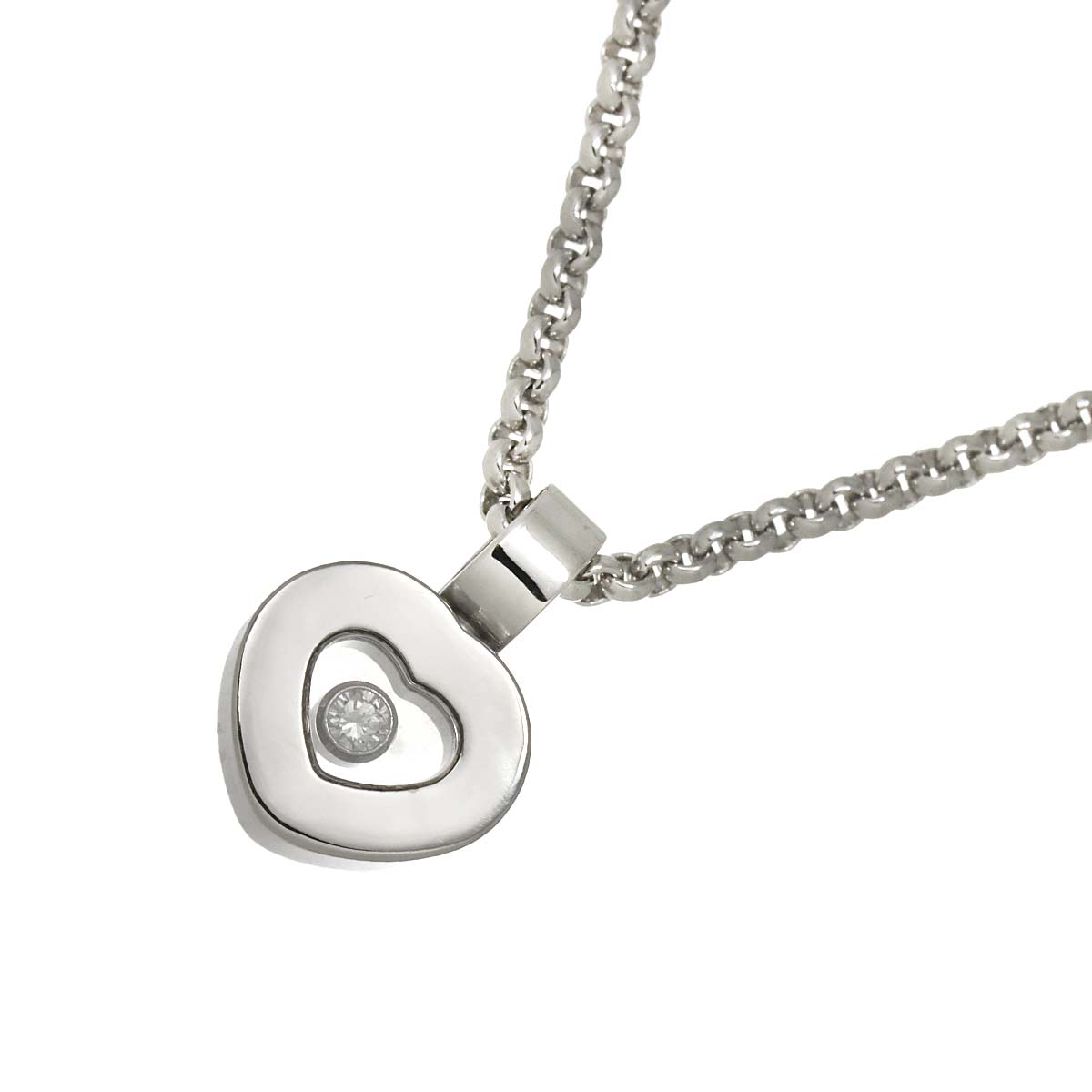 Happy Diamond Heart Necklace 18K White Gold 750
