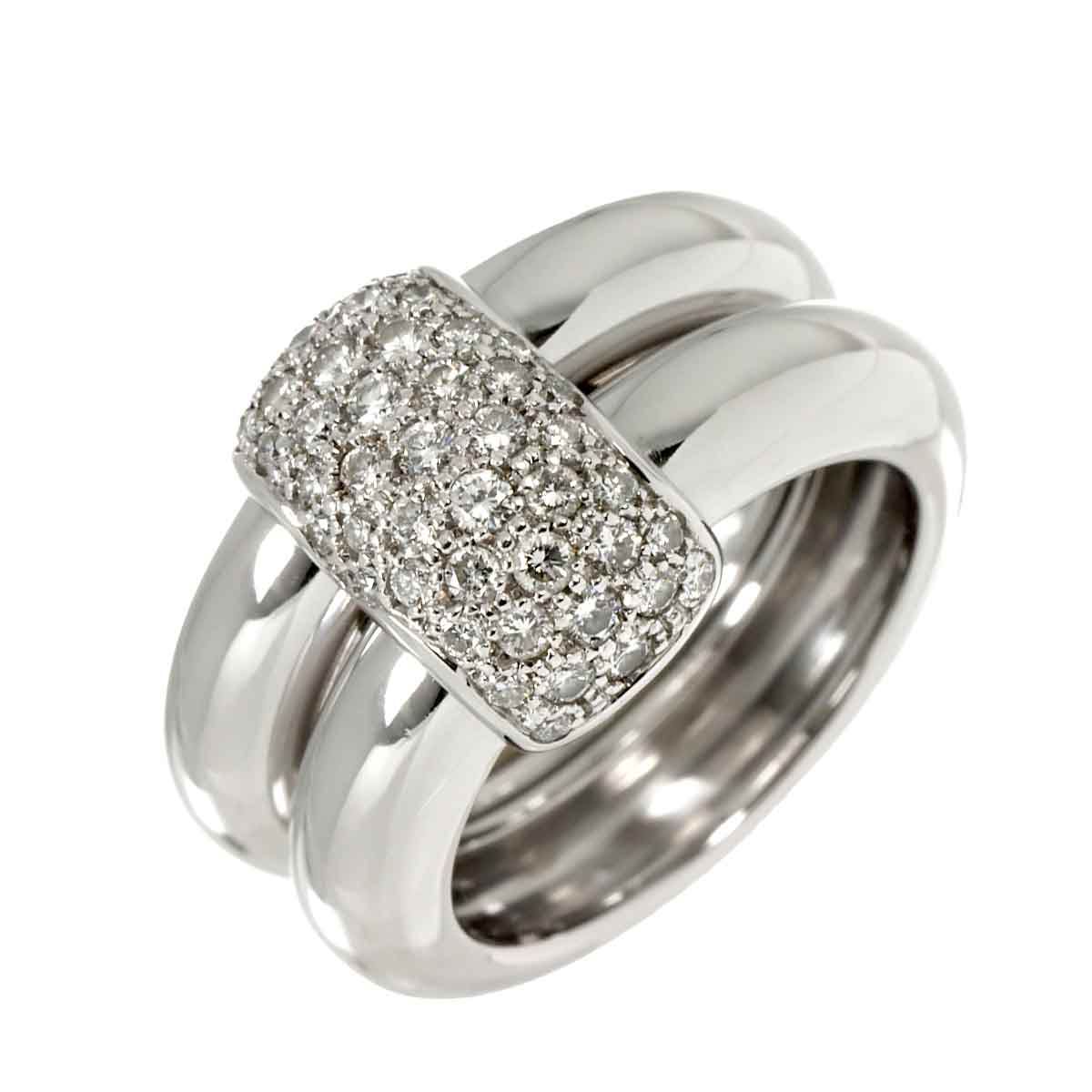 Diamond Ring 18K White Gold 750 size 6.25-6.5(US)