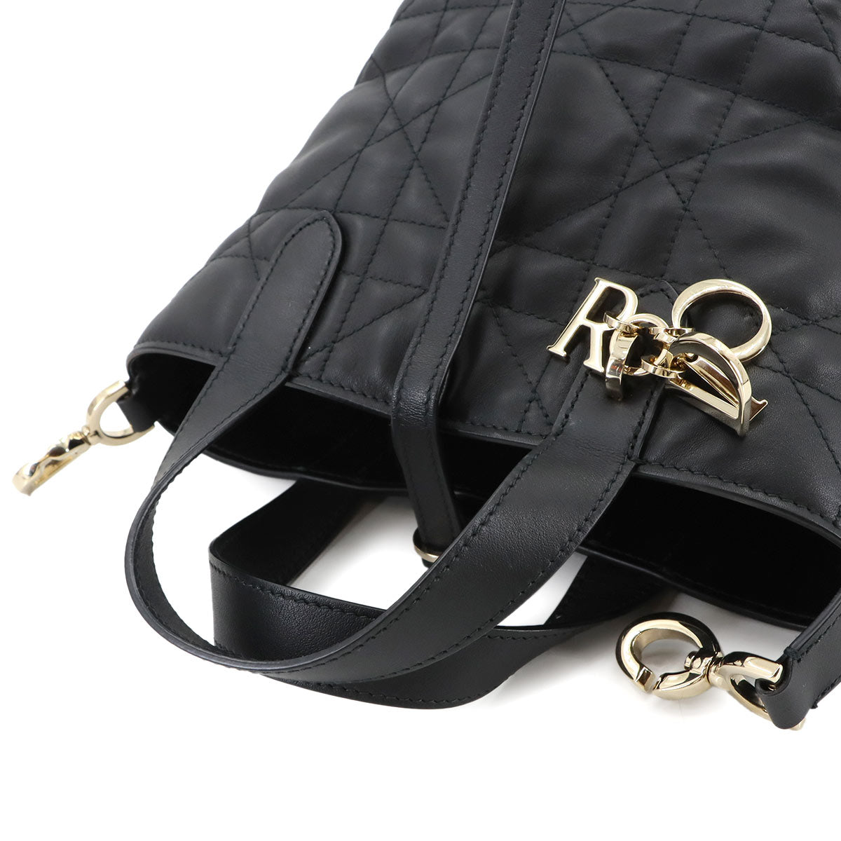 Toujours Vertical Nano Tote Shoulder Bag Leather Black